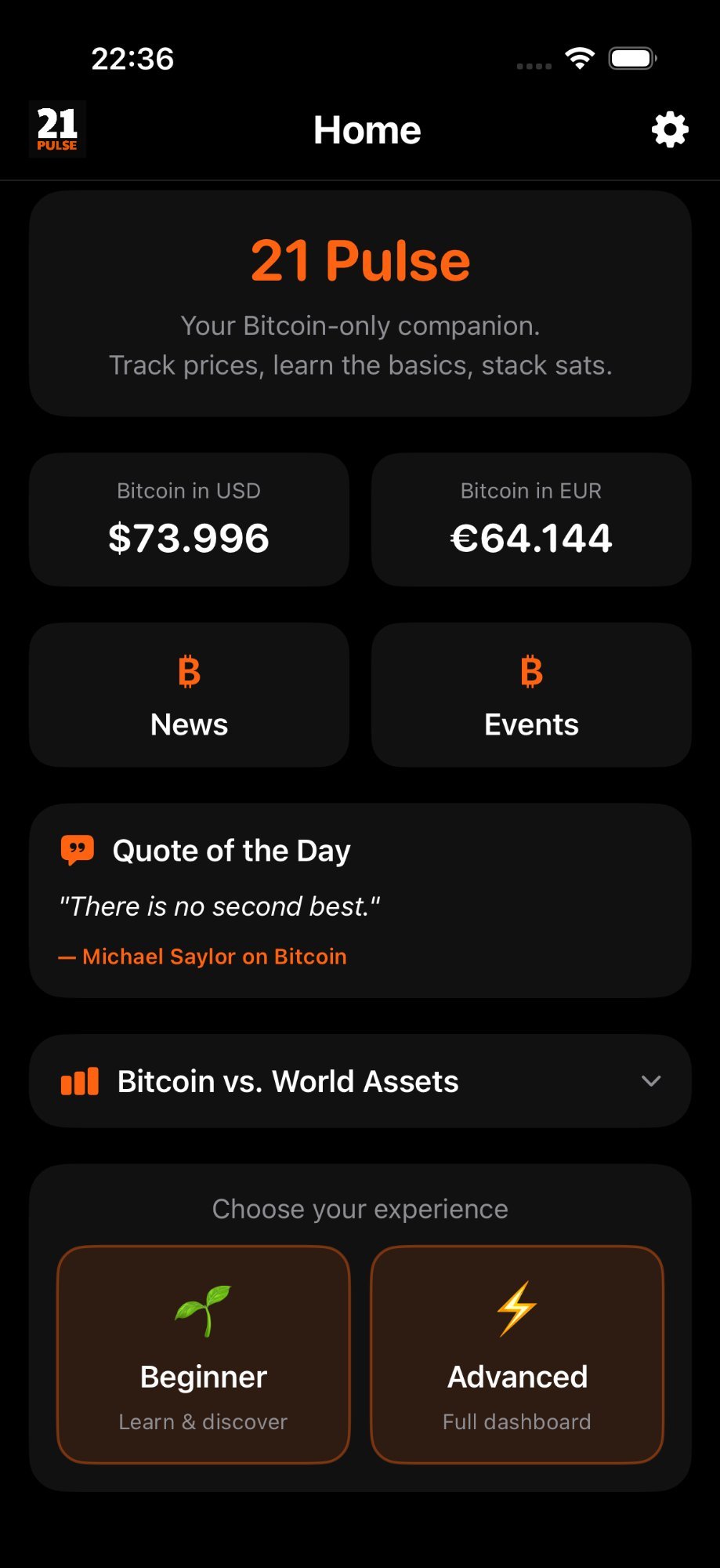 21 Pulse Home Screen