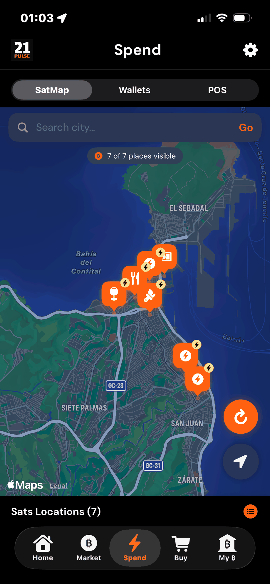 21 Pulse – Lightning · SatMap · find places that take sats